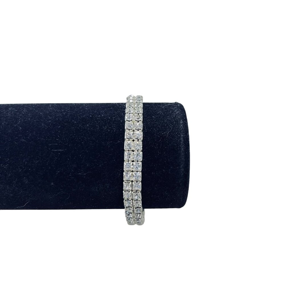 Silver Tone Rhinestone Stretch Bracelet (5716)
